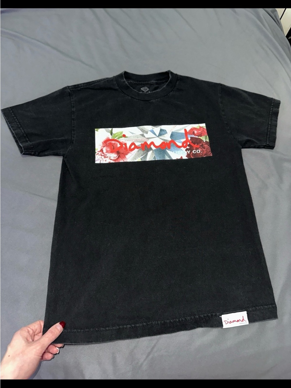 Diamond Supply Co Black Graphic Rose Logo Tshirt Size Small